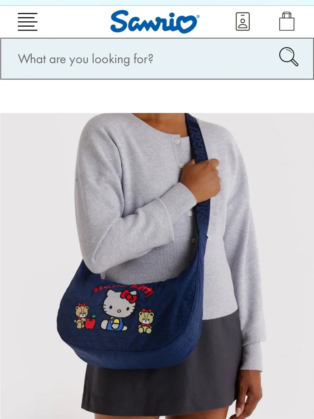 Hello Kitty x BAGGU Medium Nylon Crescent Bag